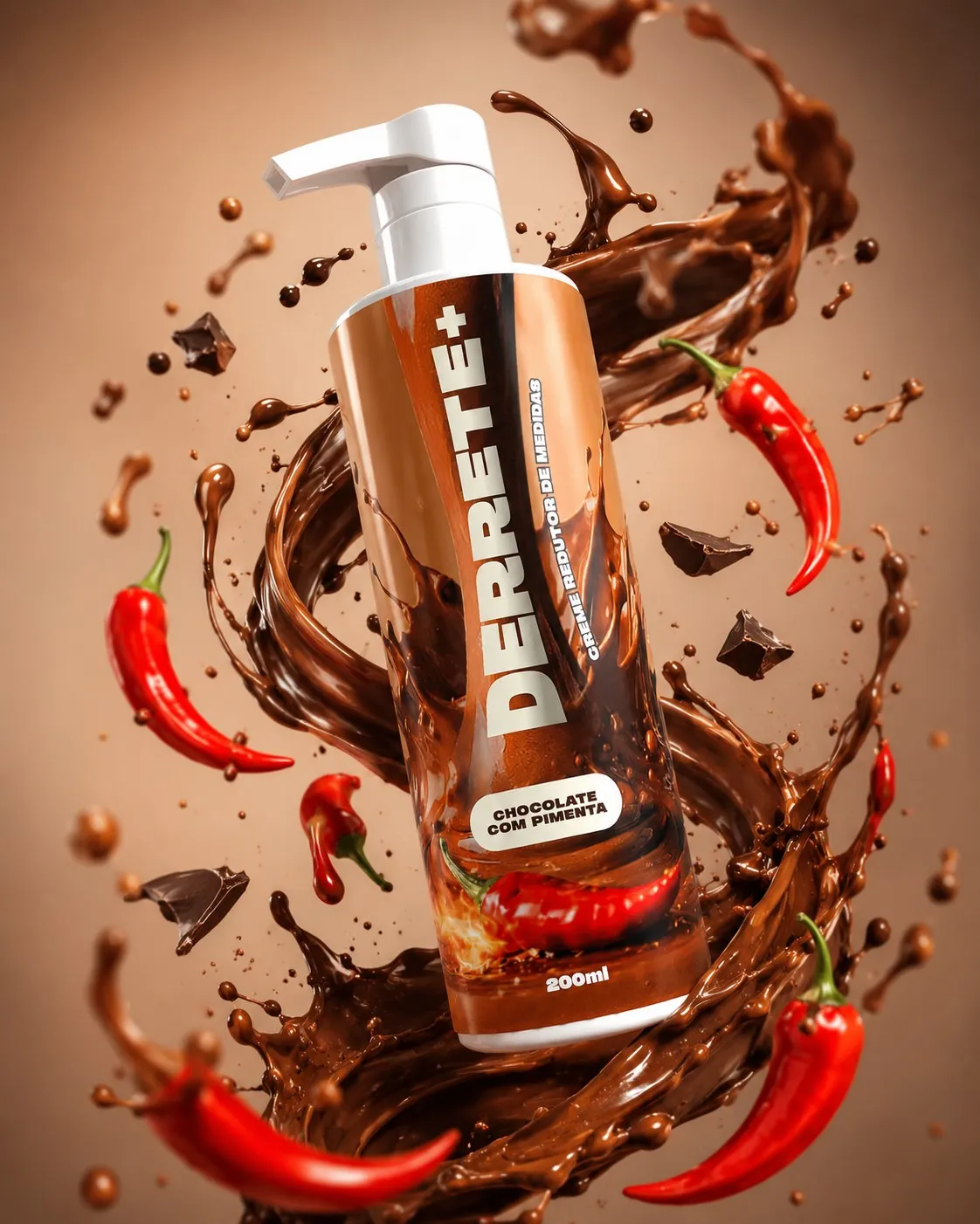 Frasco DERRETE+ com respingos de chocolate